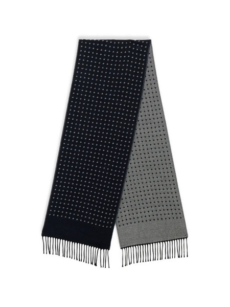  Brooks Brothers Polka-dot Fringed Wool Scarf - Blue 