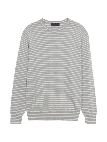  Brooks Brothers Striped-pattern Crew-neck Sweater - Grey 