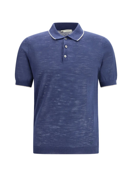  Brooksfield Button Collar Polo - Blue 