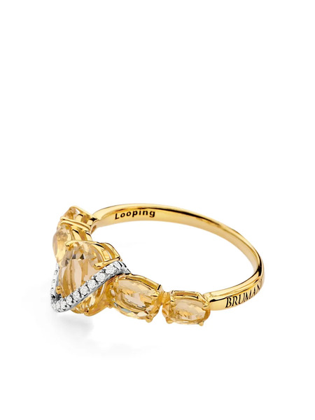 Brumani 18k Yellow And White Gold Looping Diamond And Citrine Ring 
