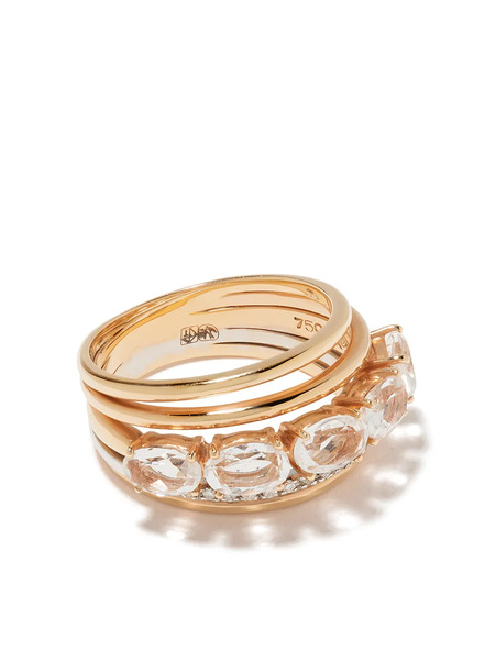  Brumani 18kt Rose And White Gold Looping Diamond And Quartz Ring - Pink 