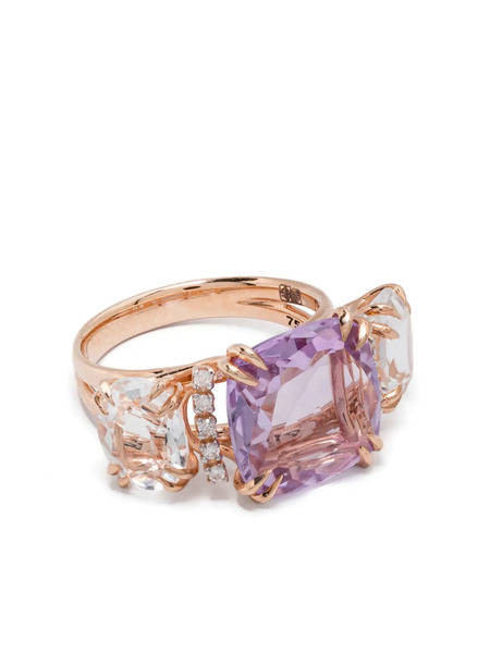 Brumani 18kt Rose Gold Amethyst And Quartz Ring - Pink 