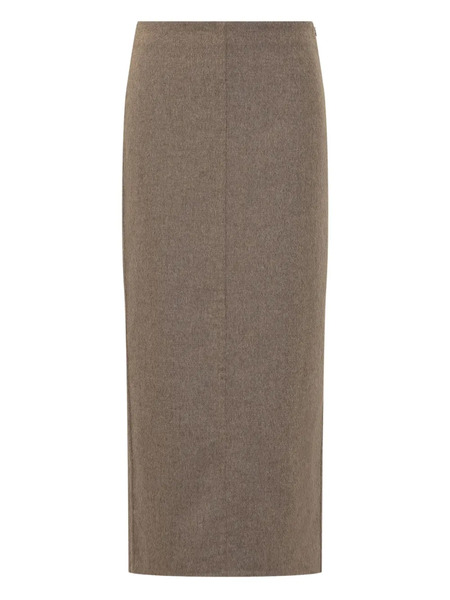  Brunello Cucinelli Back-vent Midi Pencil Skirt - Brown 