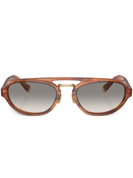  Brunello Cucinelli Bc4008s Oval-frame Sunglasses - Brown 