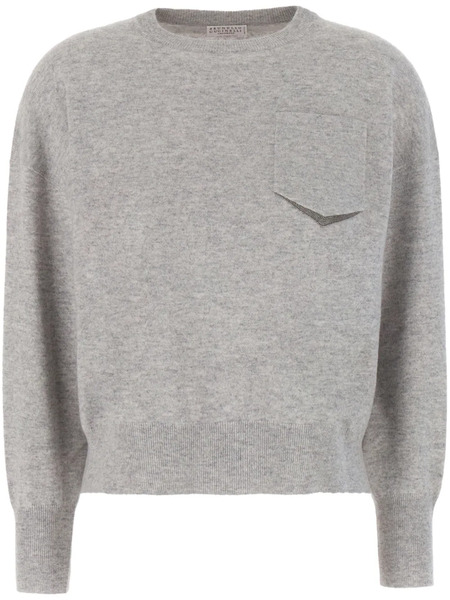  Brunello Cucinelli Bead-detailed Cashmere Jumper - Grey 