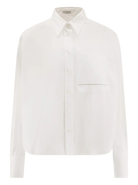  Brunello Cucinelli Beaded-trim Pocket Shirt - White 