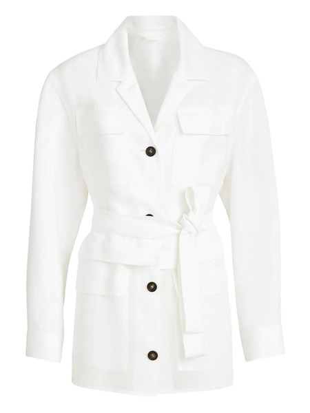  Brunello Cucinelli Belted Pocket Jacket - White 