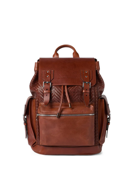  Brunello Cucinelli Braided-detail Leather Backpack - Brown 