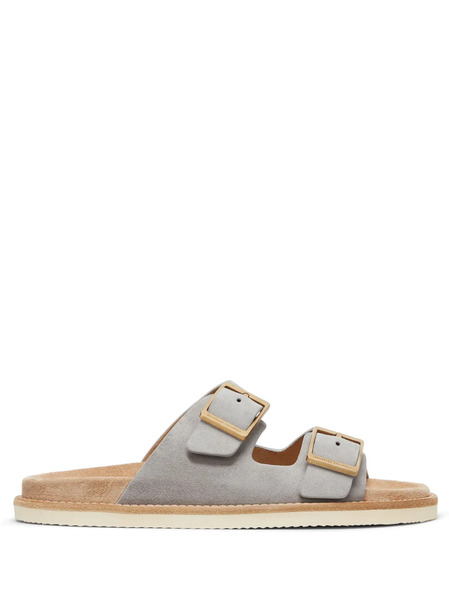  Brunello Cucinelli Buckle-fastened Suede Sandals - Grey 