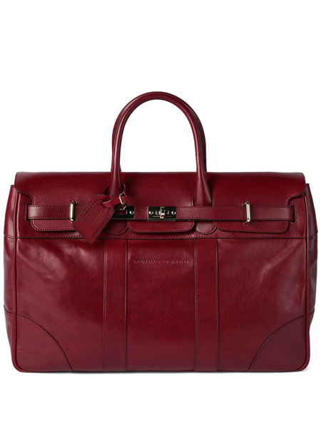 Brunello Cucinelli Burnished Finish Leather Holdalls Bag - Red 