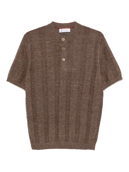  Brunello Cucinelli Button Ribbed Sweater - Brown 
