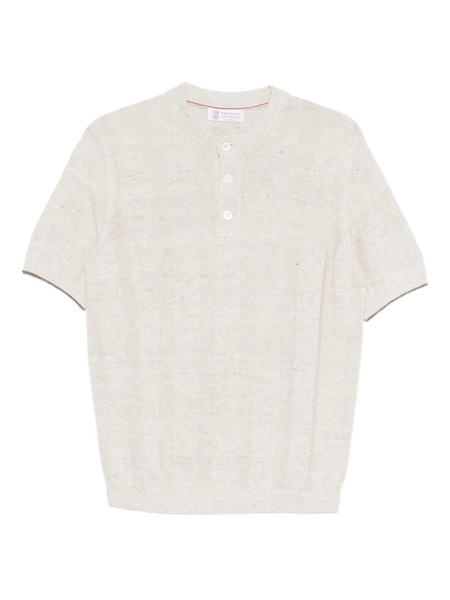  Brunello Cucinelli Button Textured Top - Neutrals 