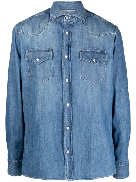  Brunello Cucinelli Button-up Cotton Denim Shirt - Blue 