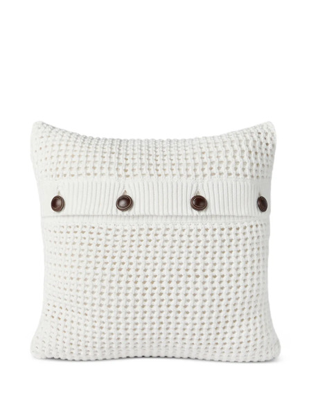  Brunello Cucinelli Buttoned Knit Cushion Pillow - White 