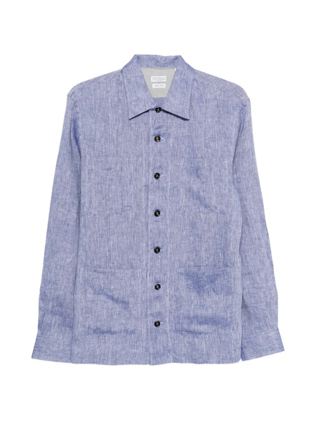  Brunello Cucinelli Buttoned Linen Shirt - Blue 