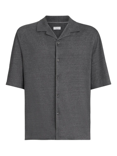  Brunello Cucinelli Camp-collar Short-sleeve Shirt - Grey 