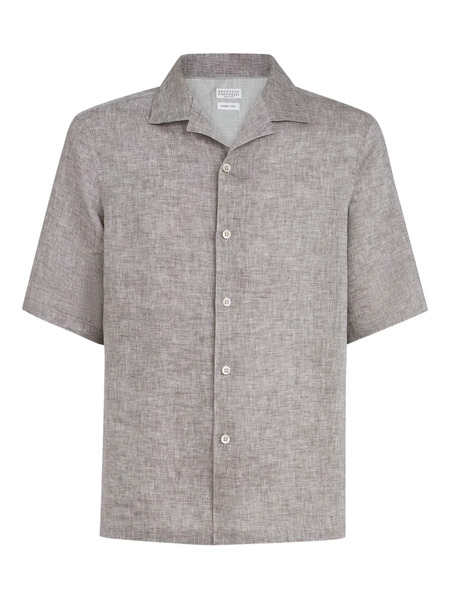  Brunello Cucinelli Camp-collar Short-sleeve Shirt - Grey 