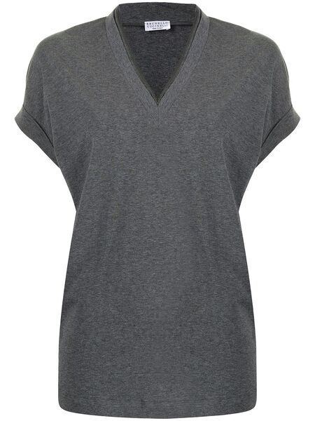  Brunello Cucinelli Cap-sleeve Knitted Top - Grey 