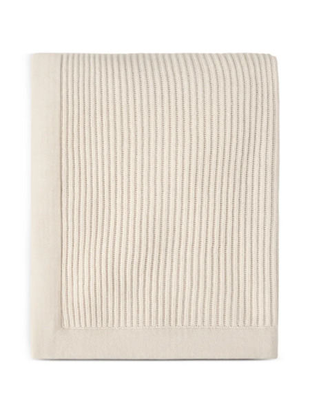  Brunello Cucinelli Cashmere Half English Rib Knit Throw - Neutrals 