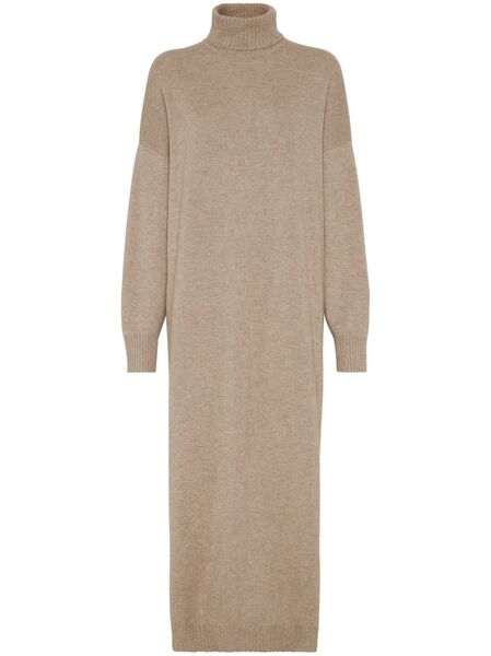  Brunello Cucinelli Cashmere Midi Dress - Brown 