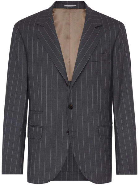  Brunello Cucinelli Chalk-stripe Wool Blazer - Grey 