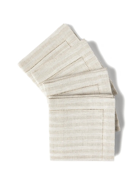  Brunello Cucinelli Chalk Striped Linen Napkins (set Of Four) - Neutrals 