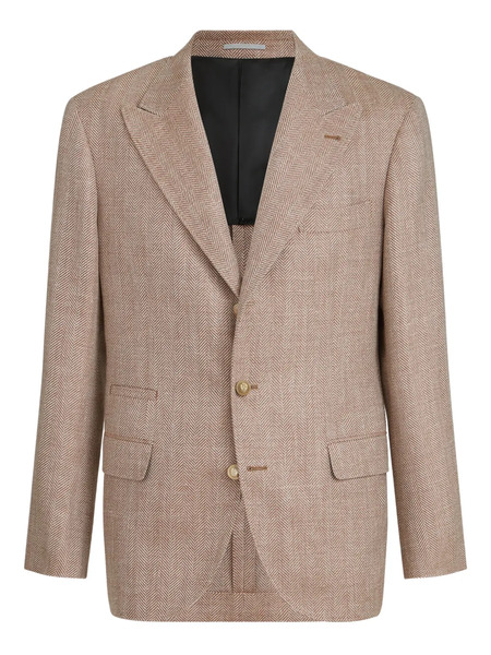  Brunello Cucinelli Chevron Peaked-lapels Blazer - Neutrals 