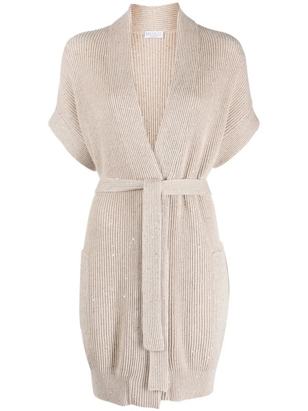  Brunello Cucinelli Chunky-knit Sleeveless Cardigan - Brown 