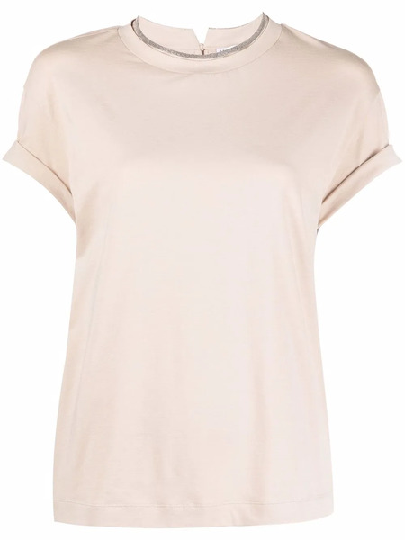  Brunello Cucinelli Constrast-trim Fitted T-shirt - Neutrals 