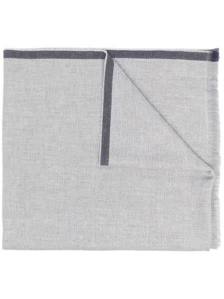  Brunello Cucinelli Contrast-trim Frayed-edge Scarf - Grey 