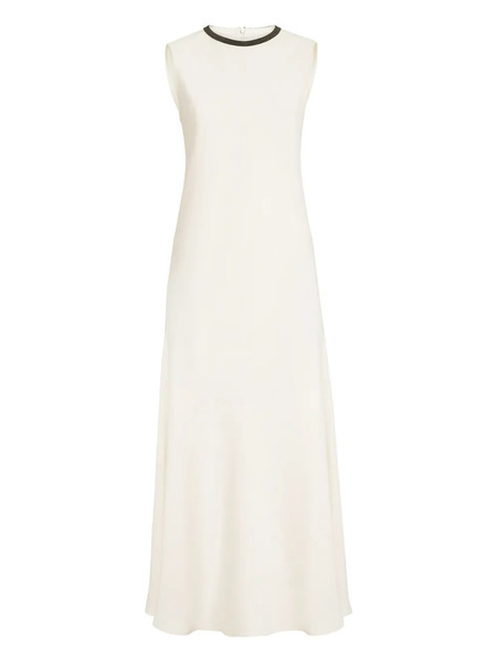 Brunello Cucinelli Contrasting-trim Midi Dress - Neutrals 