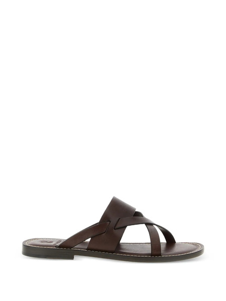  Brunello Cucinelli Criss-cross Leather Sandals - Brown 