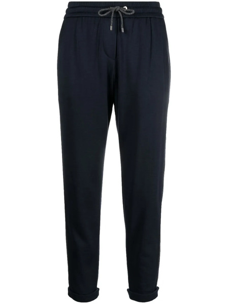  Brunello Cucinelli Cropped Drawstring-waistband Trousers - Blue 