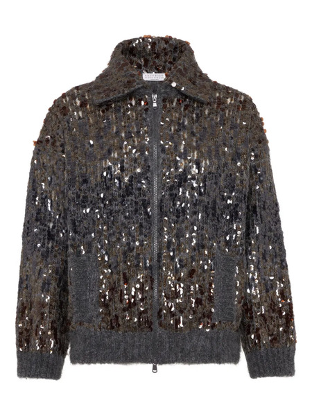  Brunello Cucinelli Dazzling Embroidered Cardigan - Grey 