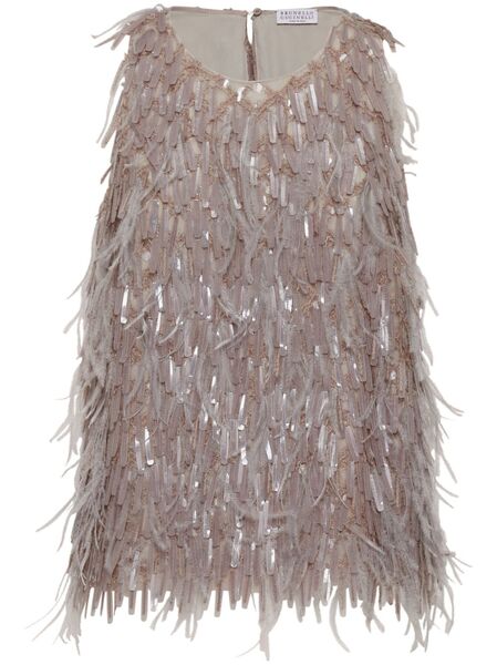  Brunello Cucinelli Dazzling Embroidered Top - Neutrals 