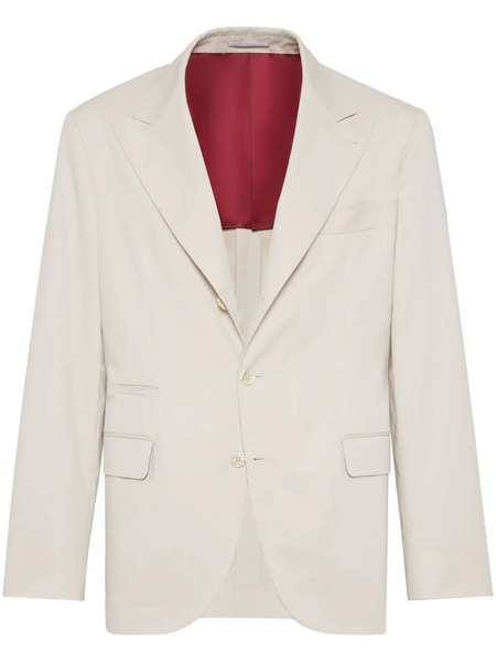  Brunello Cucinelli Deconstructed Gabardine Large Lapels Blazer - Neutrals 
