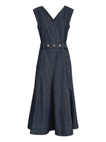  Brunello Cucinelli Denim-effect Sleeveless Midi Dress - Blue 