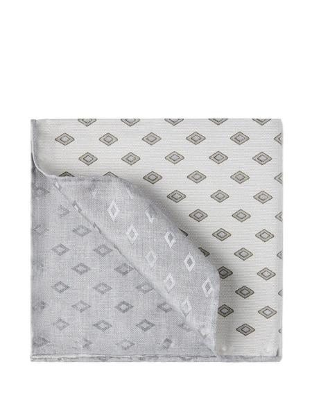  Brunello Cucinelli Diamond Silk Pocket Square Scarf - Grey 