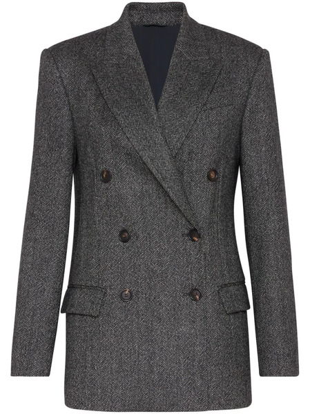  Brunello Cucinelli Double-breasted Herringbone Blazer - Grey 