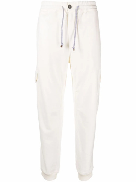  Brunello Cucinelli Drawstring Cargo Cotton Joggers - White 