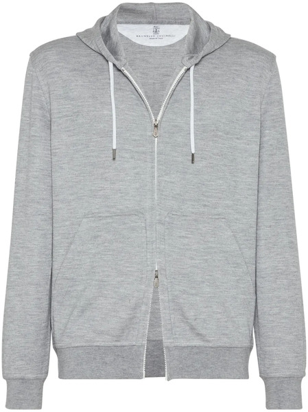  Brunello Cucinelli Drawstring Hooded Cardigan - Grey 