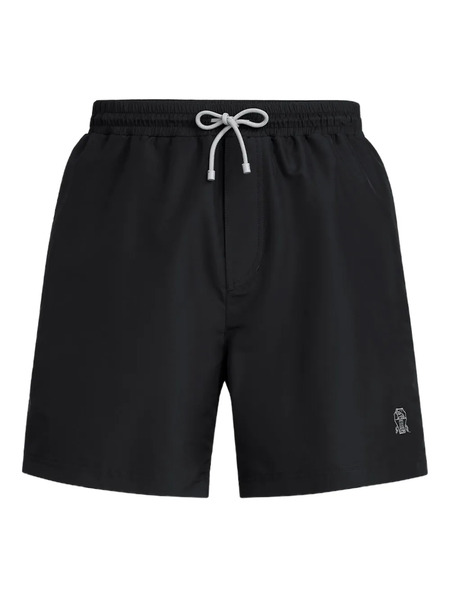  Brunello Cucinelli Drawstring Logo Swim Shorts - Black 