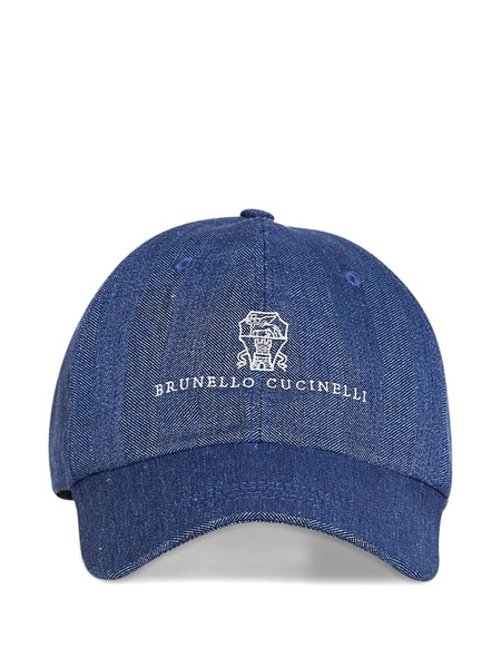  Brunello Cucinelli Embroidered Logo Crest Hat - Blue 
