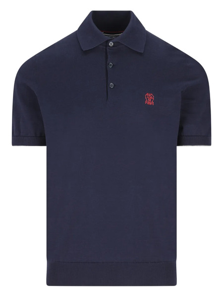  Brunello Cucinelli Embroidered-logo Polo Shirt - Blue 