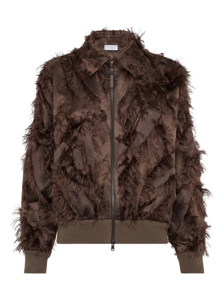  Brunello Cucinelli Feather-trimmed Bomber Jacket - Brown 