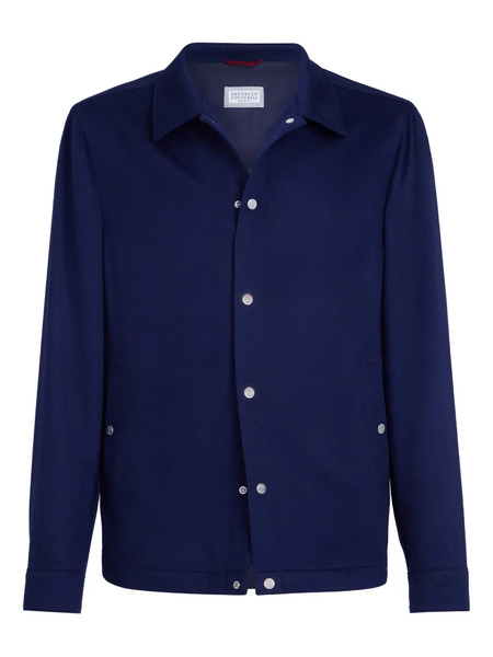  Brunello Cucinelli Flannel-texture Cashemere Shirt Jacket - Blue 
