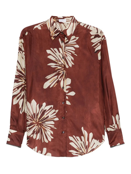  Brunello Cucinelli Floral Print Shirt - Brown 