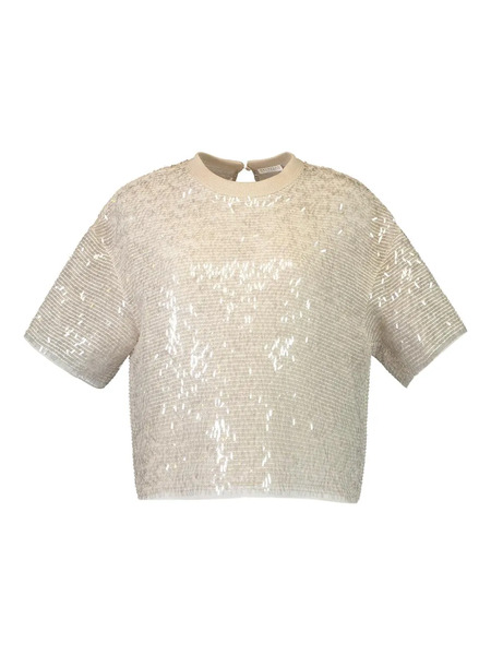 Brunello Cucinelli Fringe-detail T-shirt - Neutrals 