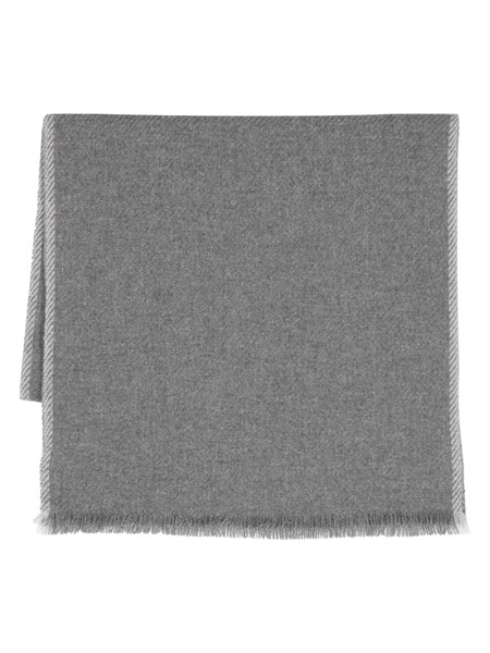  Brunello Cucinelli Fringed-edge Cashmere Scarf - Grey 