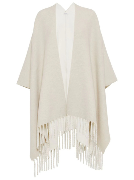  Brunello Cucinelli Fringed-edge Double Knit Cape - Neutrals 